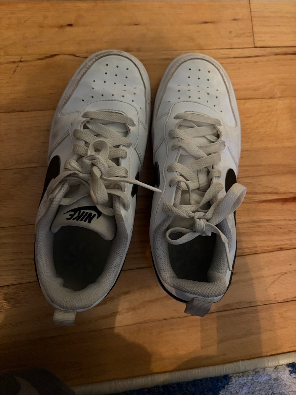 Nike girls White Sneakers with Black Swoosh